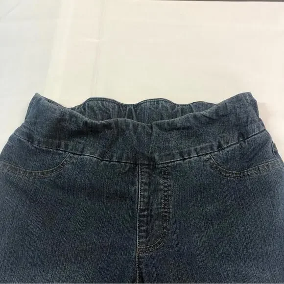 Soft Surrounding Women’s Pant Pull On Wide Waist Frayed Hem Patch Pockets - Picture 3 of 7